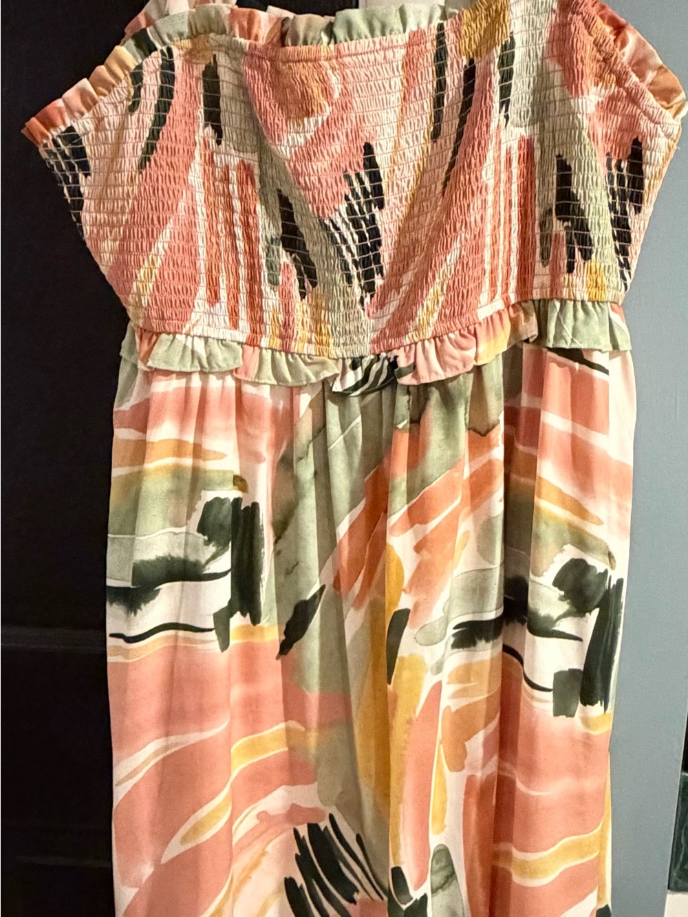 JODIFL Peach, Olive & Yellow Watercolor Sundress